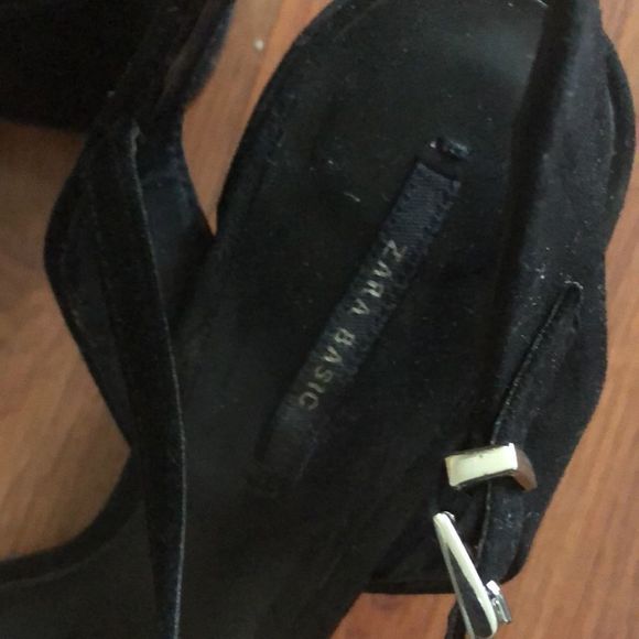 Zara Fur sandals. Size 7 black beige - Picture 5 of 8